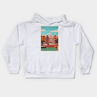 Amsterdam Holland Vintage Travel Art Kids Hoodie